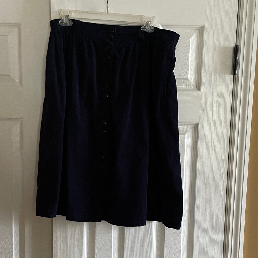 Madewell Navy A-Line Button Front Skirt